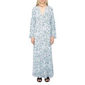 Zadig & Voltaire Blue Long Floral Print Maxi Dress Womens size Small